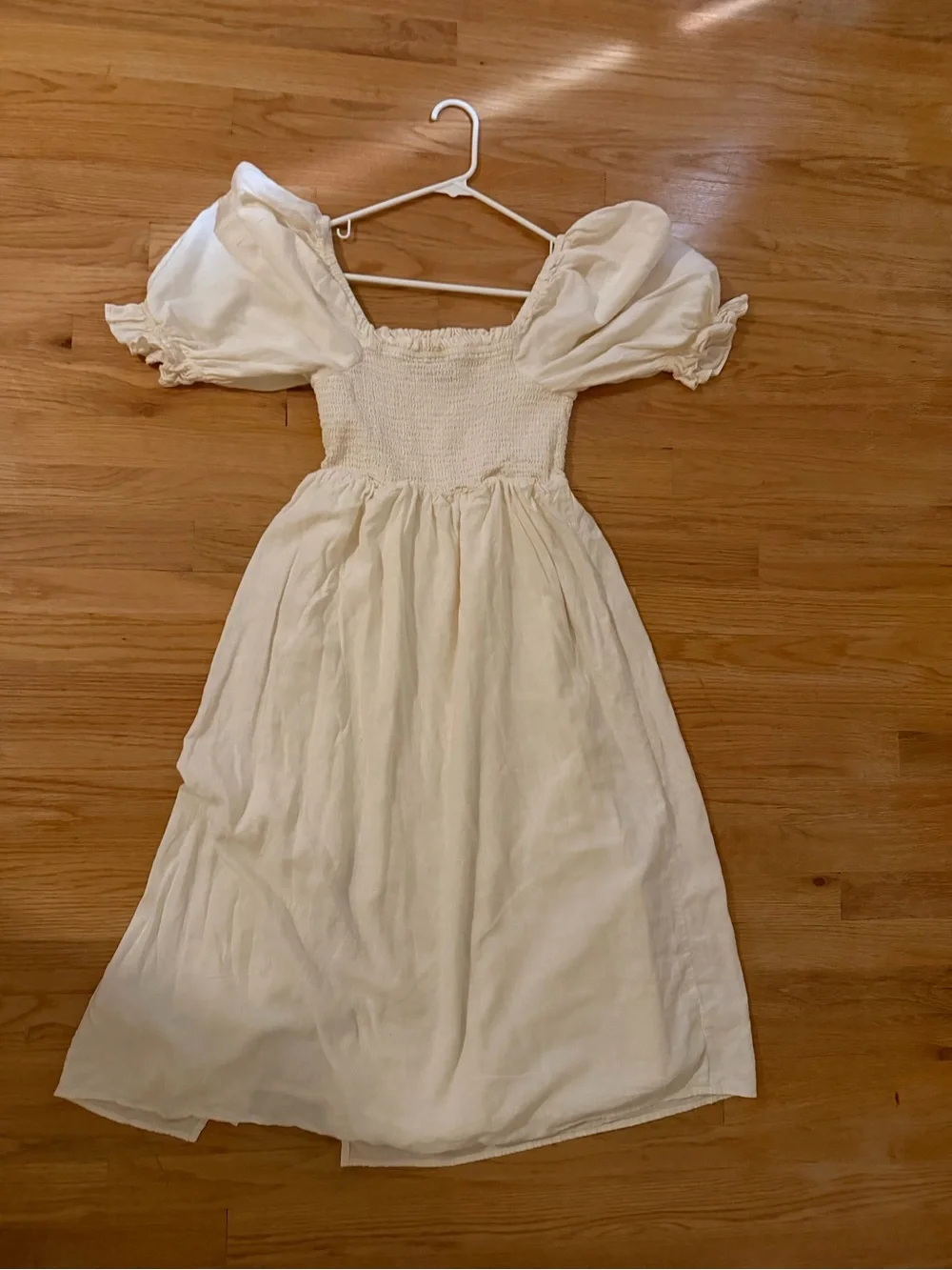 Gap CottageCore Cream Smocked Puff Sleeve Dress